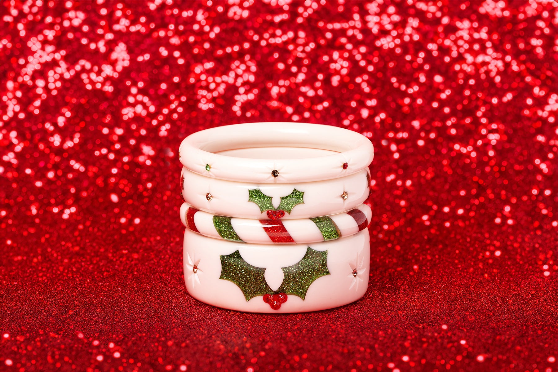 Narrow Holly Starburst Christmas Bangle