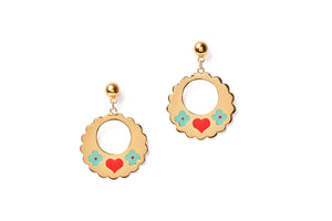 Love Bird Gold coloured (mint) Valentines earrings