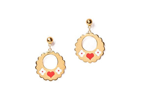 All My Love Gold coloured (Red) Valentines earrings