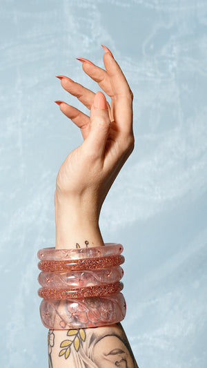 Narrow Pink Chiffon Bangle