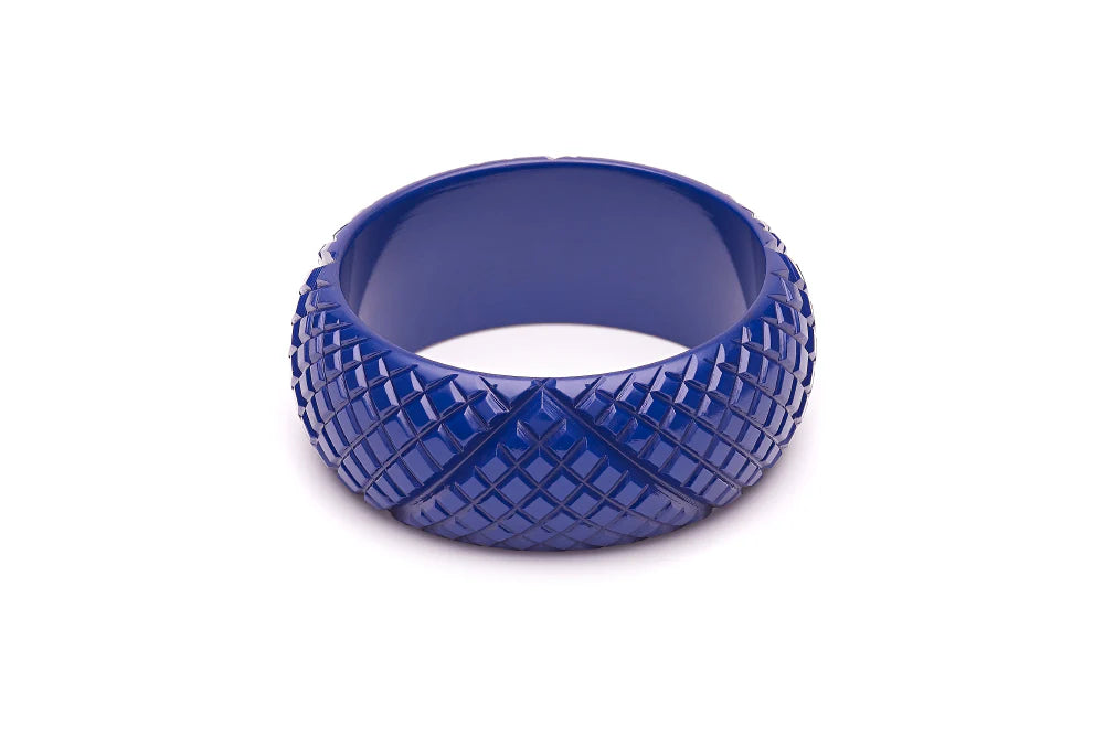Wide Indigo Heavy Carve Fakelite Bangle