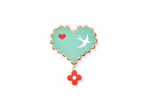 Love bird (mint) Valentines Brooch