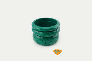 Wide "Art Deco" by MCR carved fakelite bangle