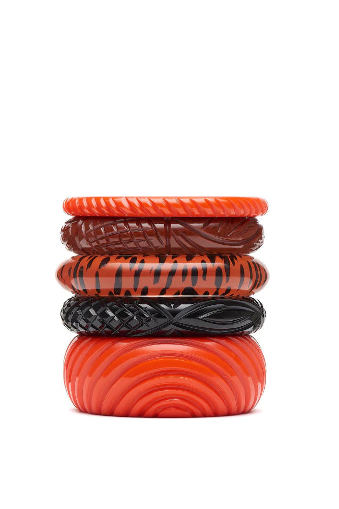 Midi Papaya Heavy Carve Fakelite Bangle