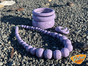 "Blossom" in lilac by MCR carved fakelite bead necklace