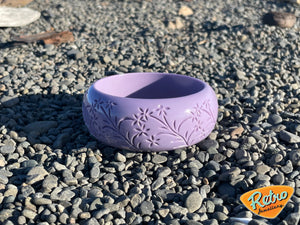 Wide "Blossom" in lilac by MCR carved fakelite bangle