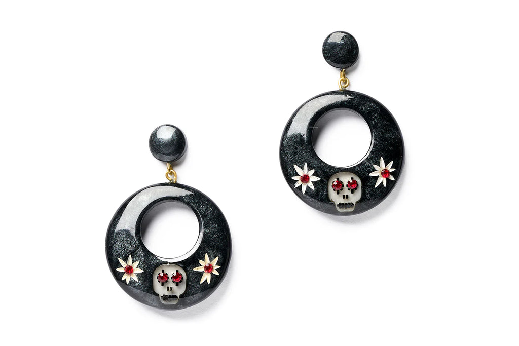 Bones Drop Hoop Earrings