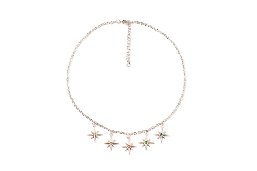 Gems Starburst Necklace Silver