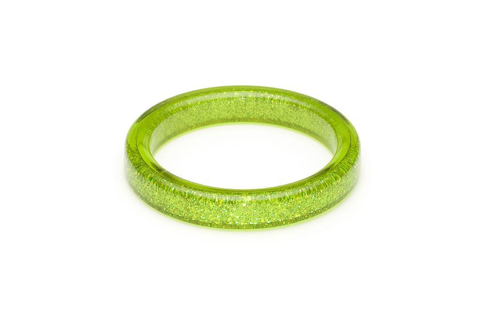Lime Green Chartreuse Glitter Drop Hoop Earrings