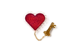 Key To My Heart Clear Valentines Brooch
