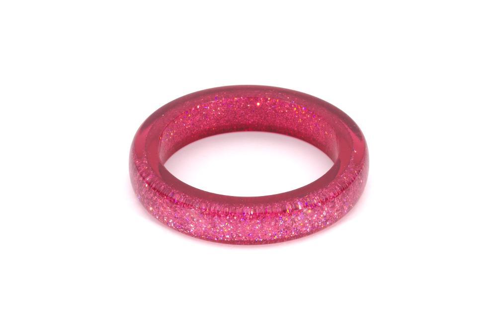Fuchsia Pink Glitter Drop Hoop Earrings