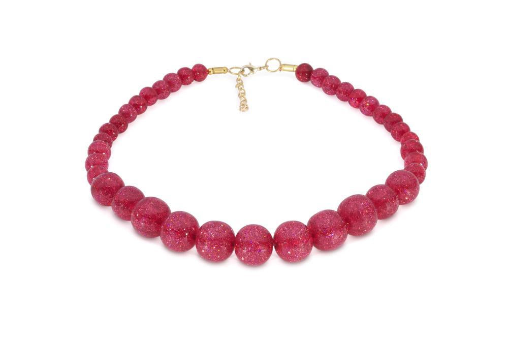 Glitter Bead Necklace - peony fuchsia pink