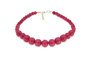 Glitter Bead Necklace - peony fuchsia pink