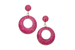 Glitter Bead Necklace - peony fuchsia pink