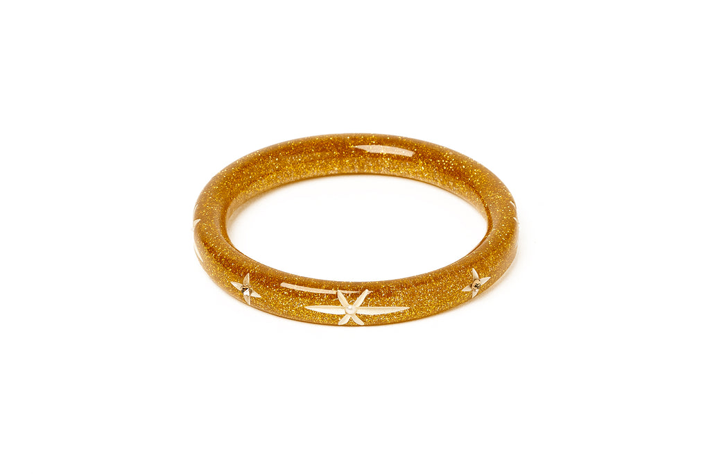 Narrow Gold Glitter Snowflake Bangle