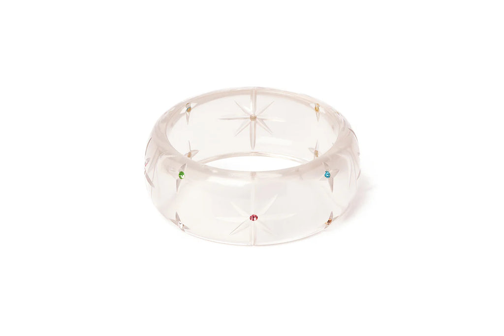 Wide Coloured Sparkling Gems Fakelite Bangle by Splendette