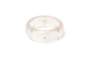 Wide Coloured Sparkling Gems Fakelite Bangle by Splendette