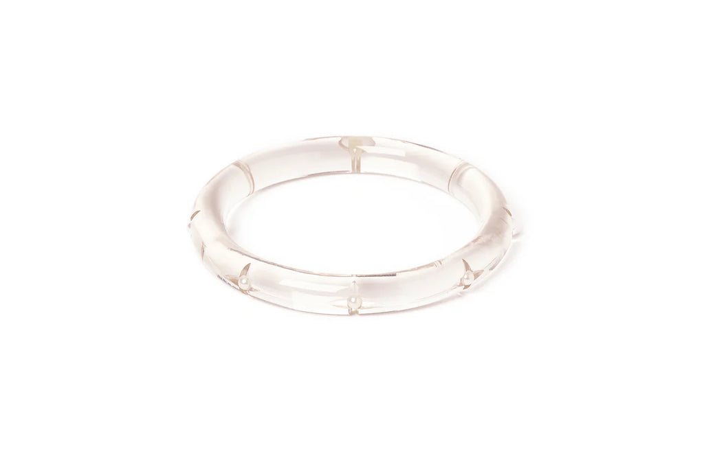 Narrow Sparkling Clear Pearls Fakelite Bangle by Splendette