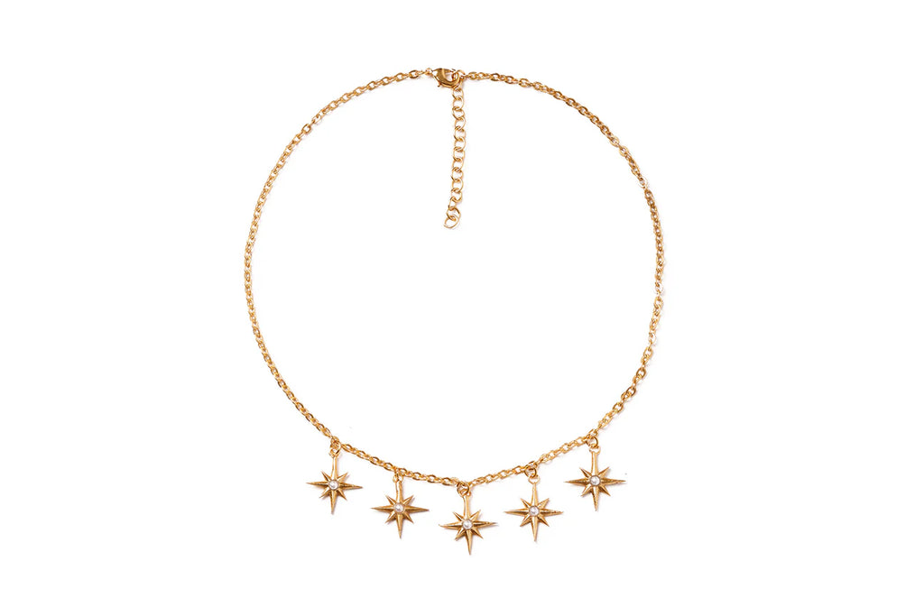 Pearls Starburst Necklace Gold