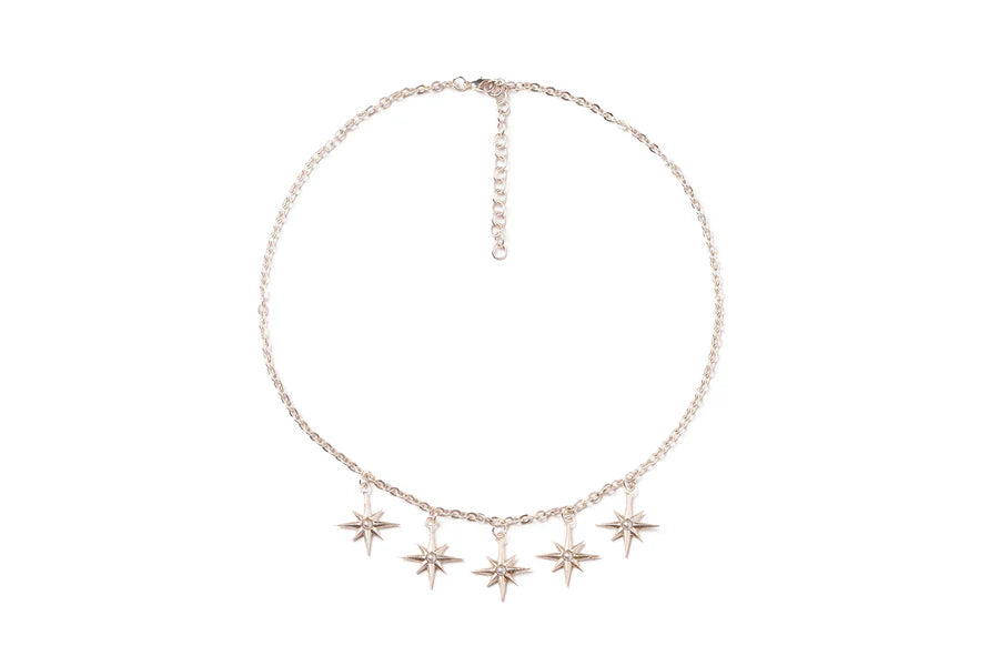 Pearls Starburst Necklace Silver