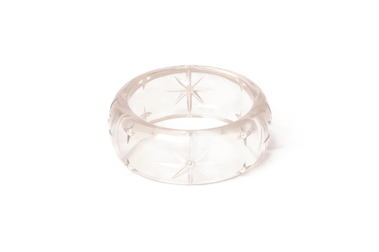 Wide Sparkling Clear Pearls Fakelite Bangle by Splendette