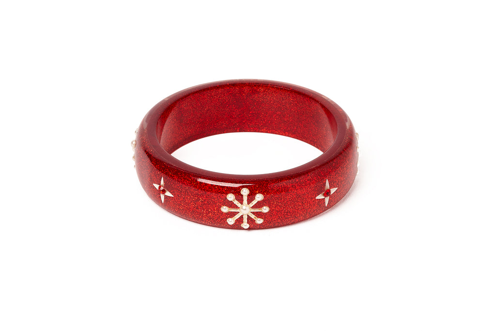 Midi Red Glitter Snowflake Bangle 