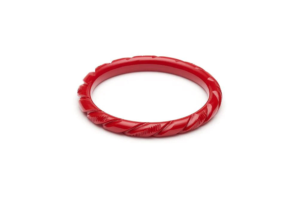 Narrow Red Heavy Carve Fakelite Bangle