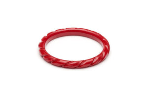 Narrow Red Heavy Carve Fakelite Bangle