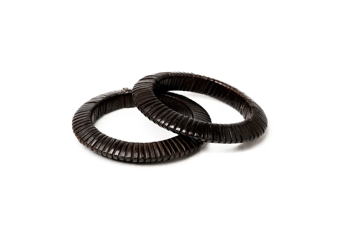 Woven Bamboo Spacer Bangles - Set of 2