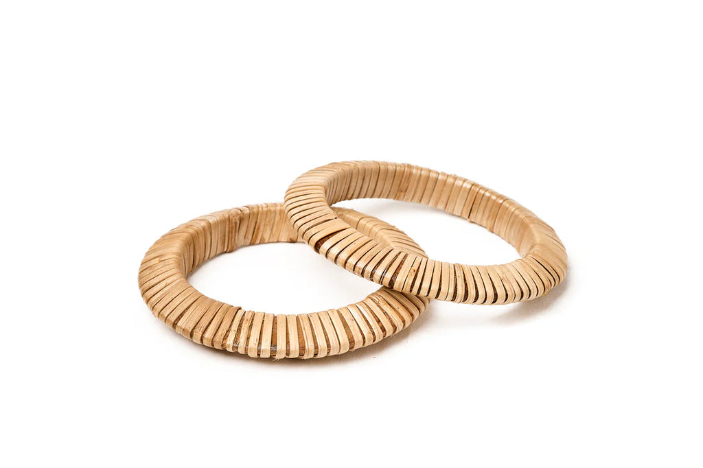 Woven Bamboo Spacer Bangles - Set of 2