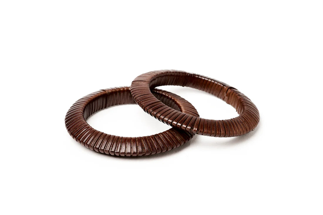 Woven Bamboo Spacer Bangles - Set of 2