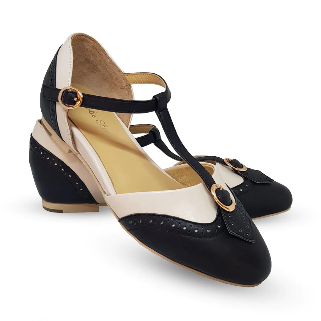 LUXE PARISIENNE (BLACK/IVORY) FLATS- CHARLIE STONE