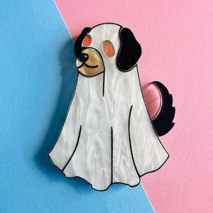 Dog ghost brooch