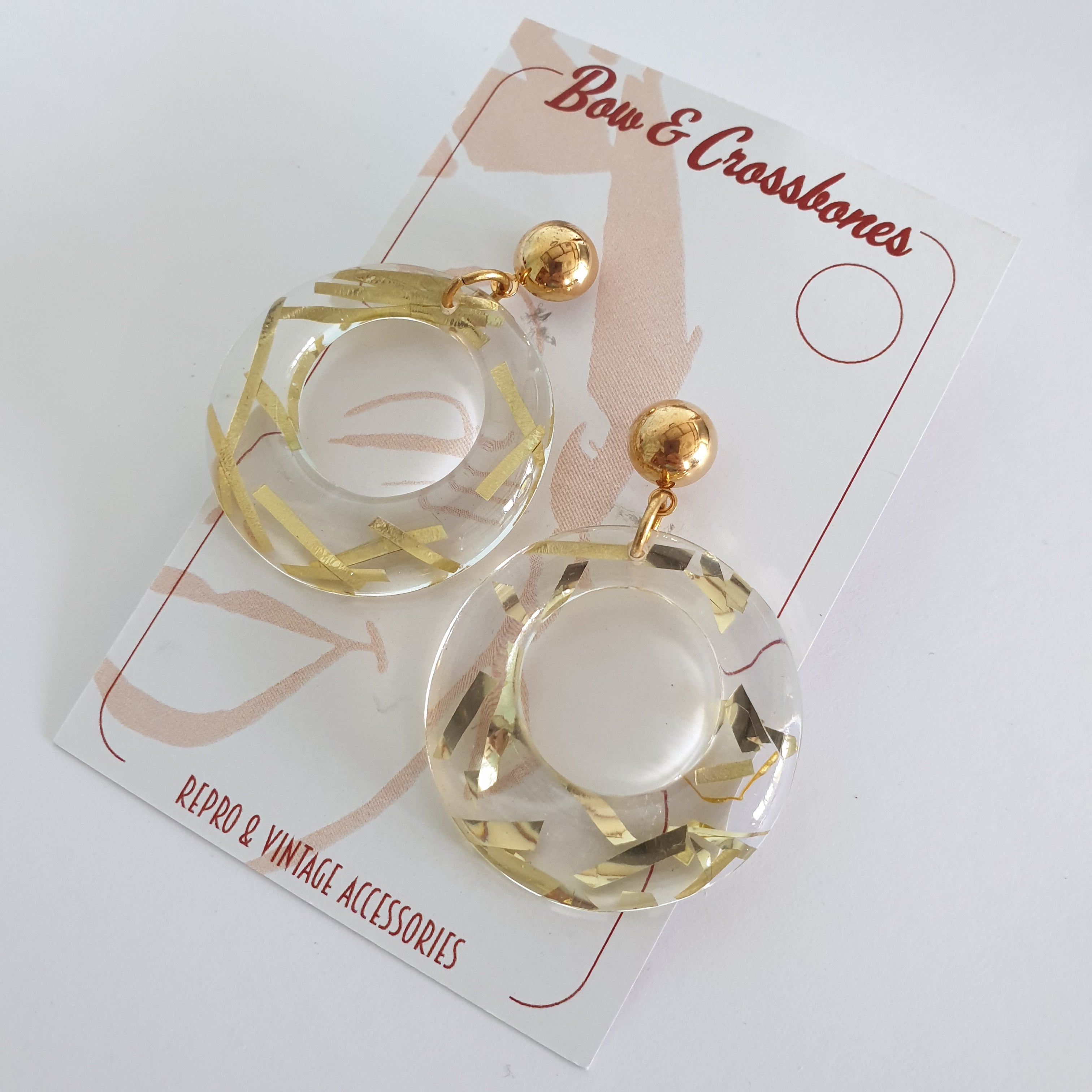 Grace Lucite confetti earrings - Gold thread