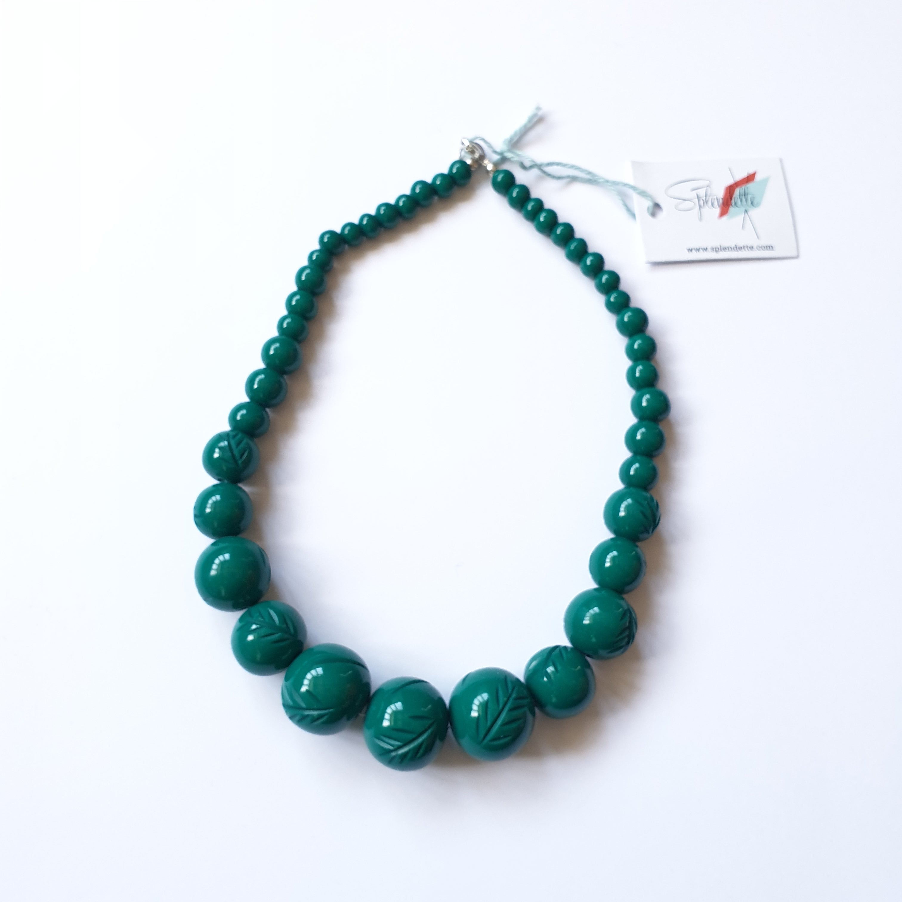 Jade Green Heavy Carve Fakelite Beads