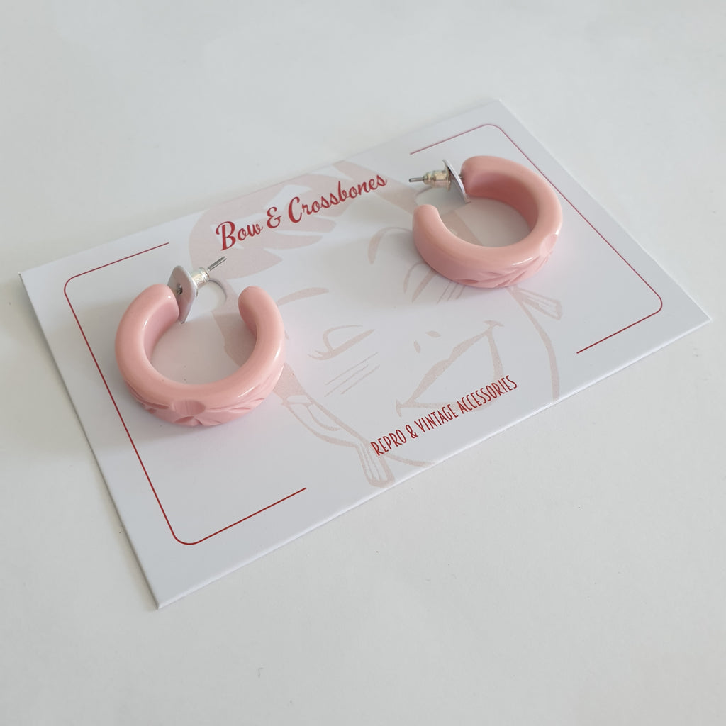 Ivy Vines Hoop Earrings - Pale Pink