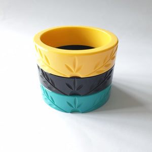 Ivy Vines Carved Bangle - Light Teal