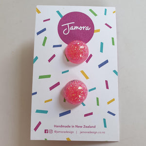 Baby Pink Glitter Stud Earrings