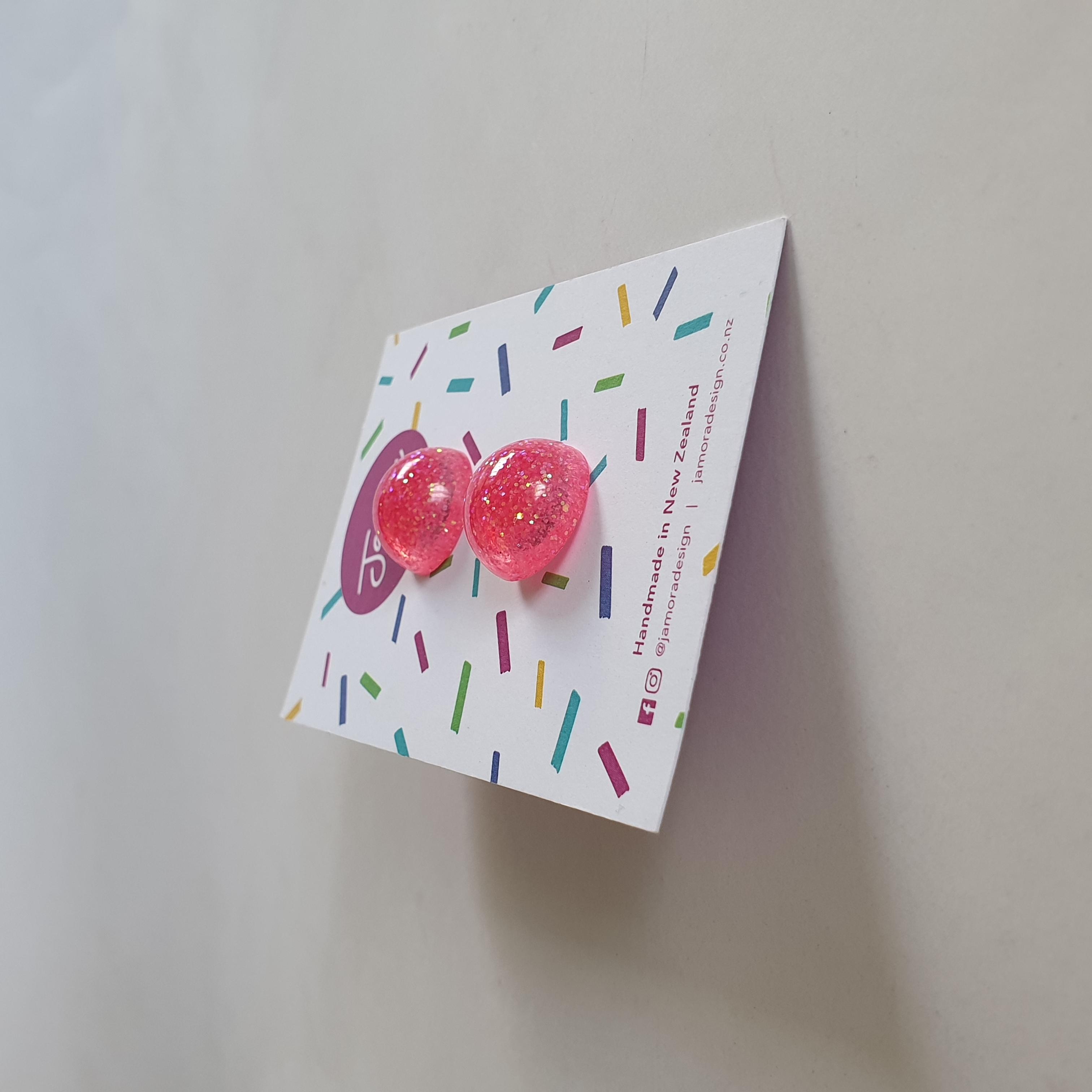 Baby Pink Glitter Stud Earrings