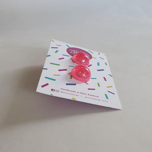 Baby Pink Glitter Stud Earrings