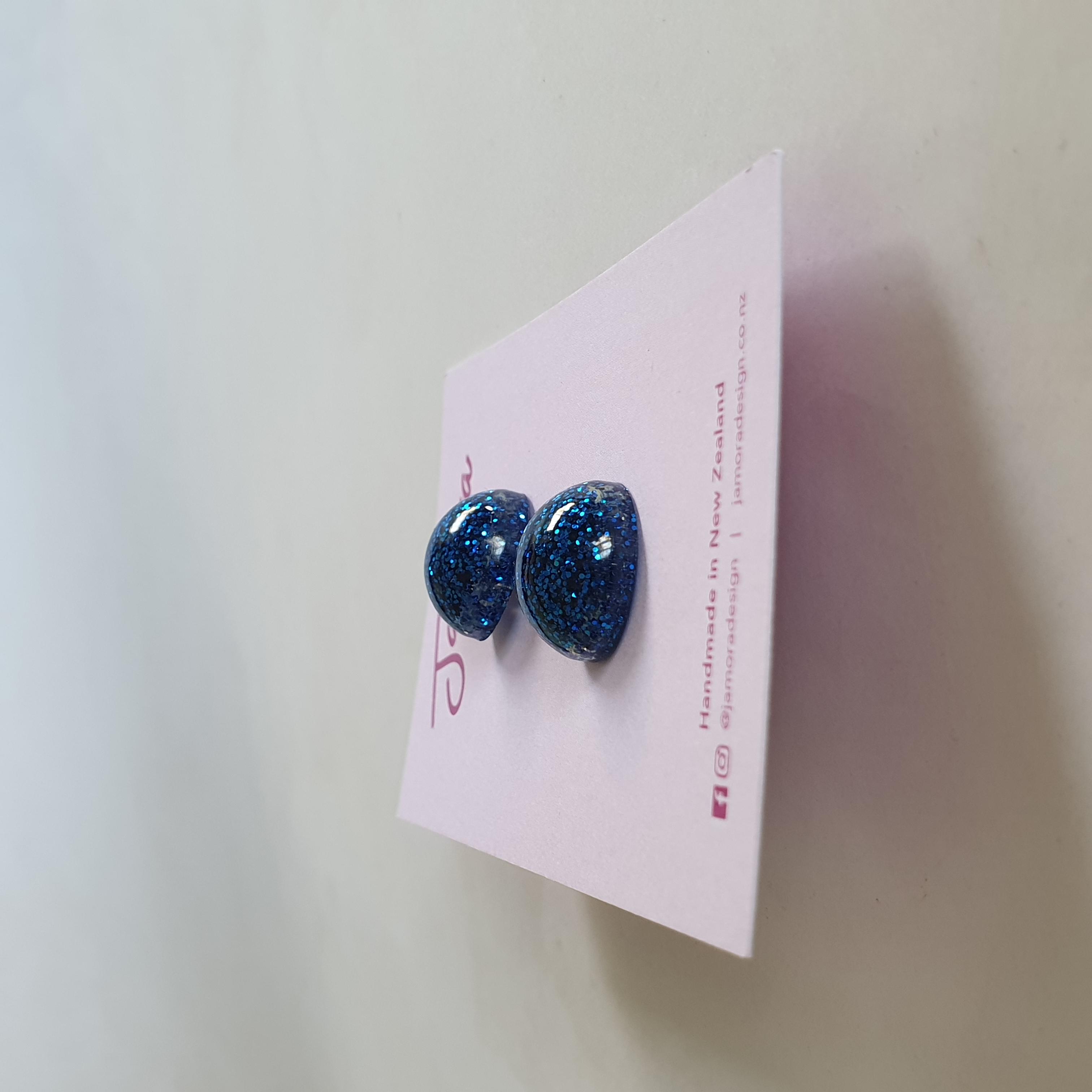 Royal Blue Glitter Stud Earrings