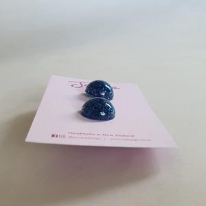Royal Blue Glitter Stud Earrings