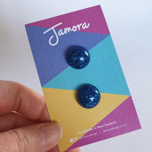 Royal Blue Glitter Stud Earrings