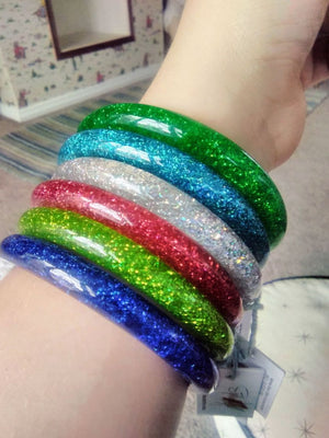 Narrow New Blue Glitter Bangle