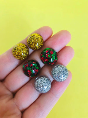 Christmas Star Glitter Stud Earrings