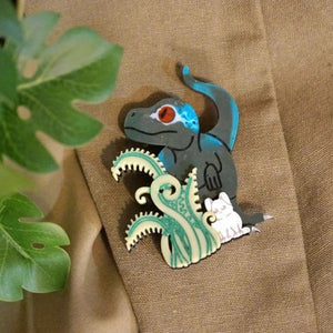 Baby Blue Dino Brooch