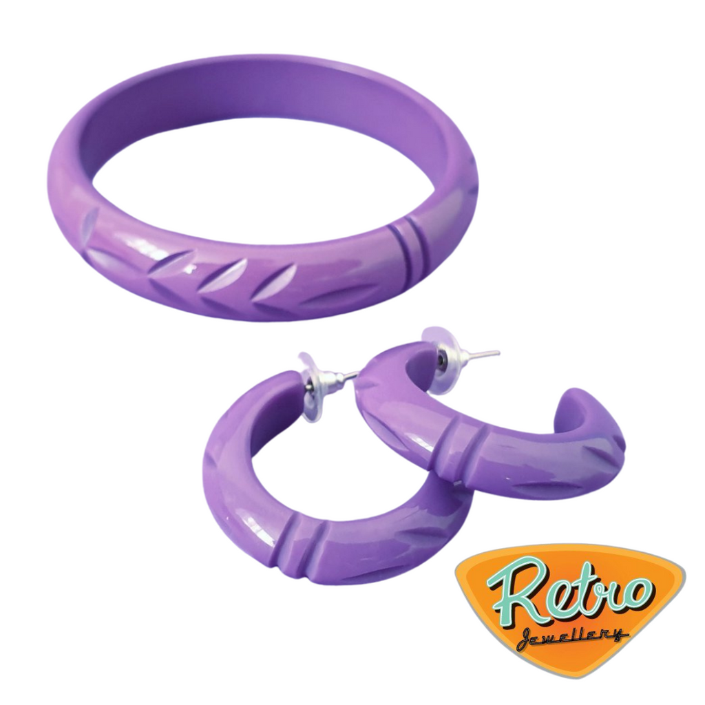 Elsie carved fakelite bangle - Purple