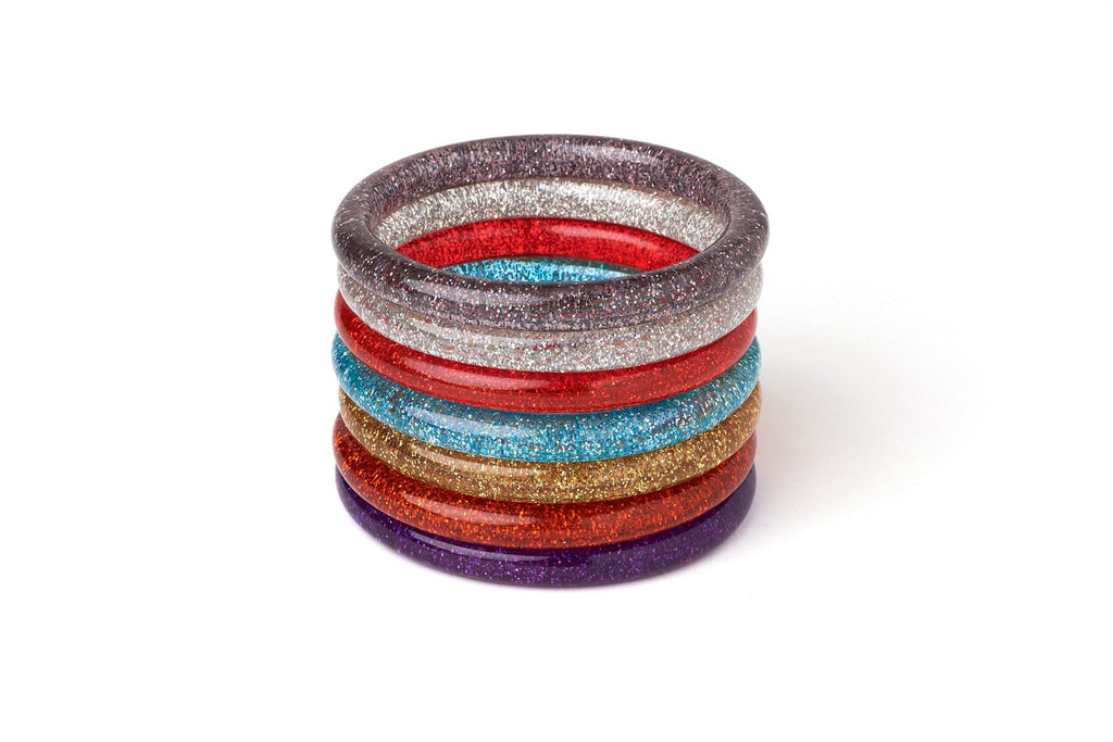 Narrow Gunmetal Glitter Bangle