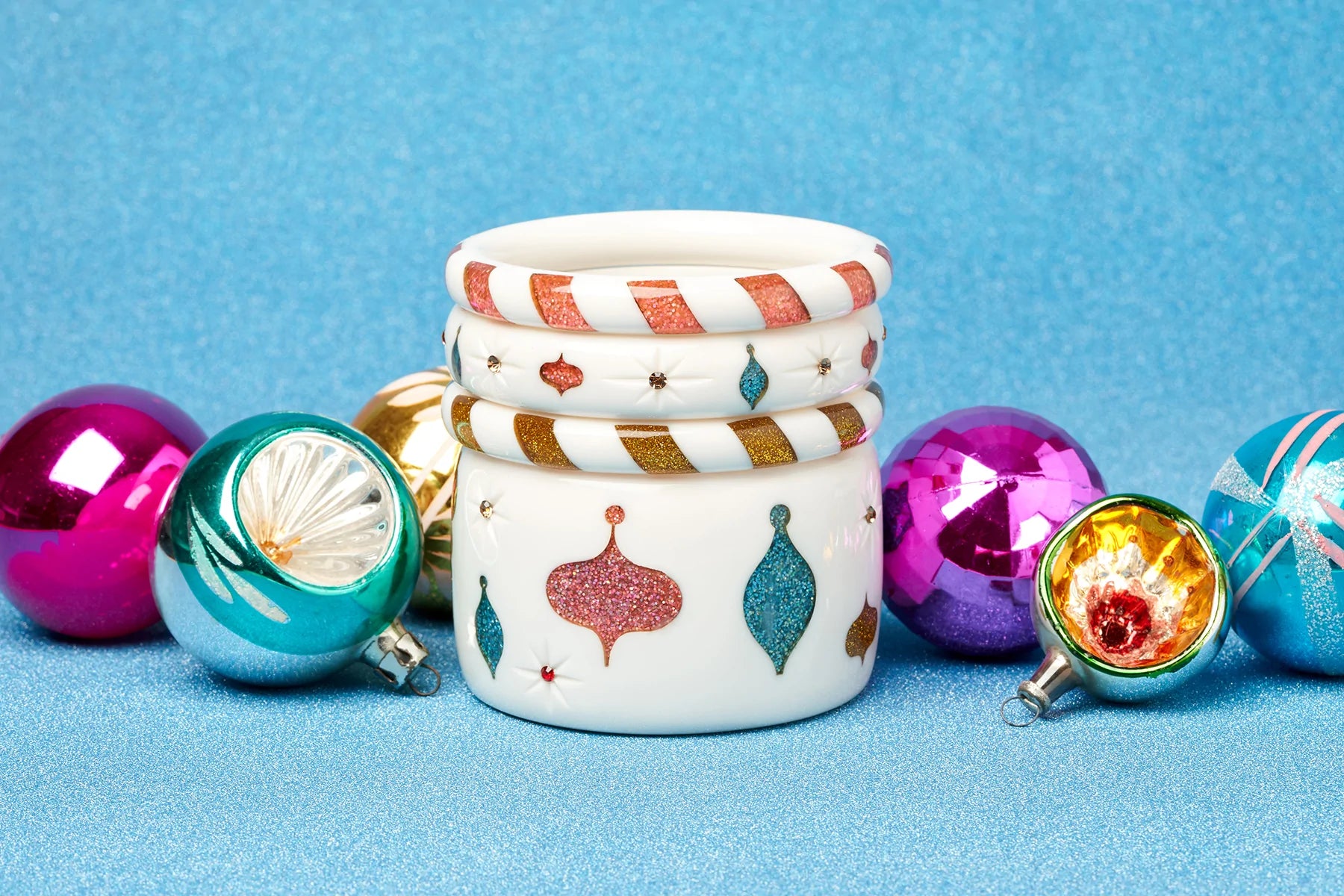 Pale Pink and White Candy Stripe Earrings