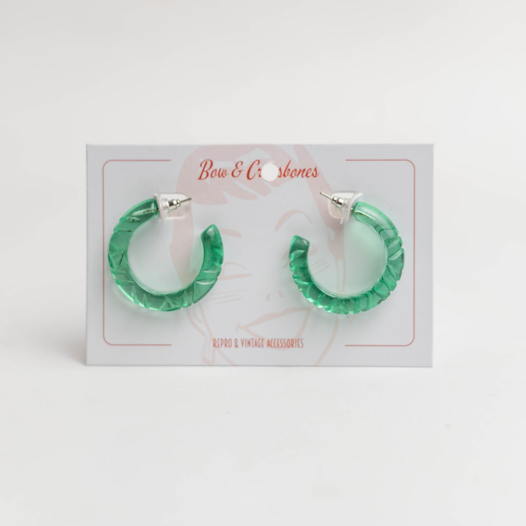 Krystal Prystal Hoop Earrings - Green